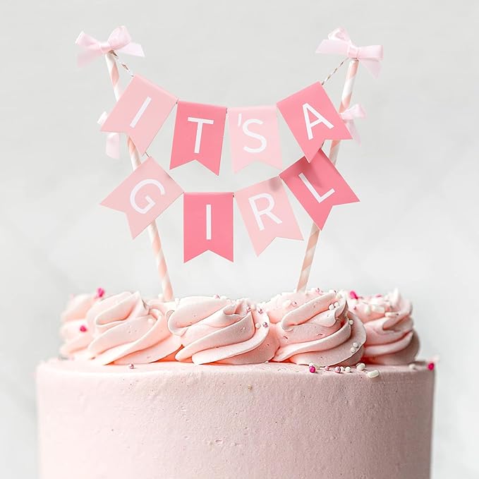 It's a Girl - Pink Gender Reveal Party Decoration, Baby Shower Cake Topper