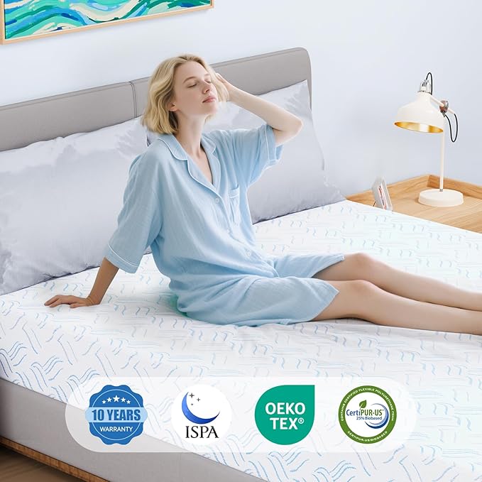 California King Memory Foam Mattress, 10 Inch Cooling Gel Bed in a Box, Foam Mattress with Removable Cover No Fiberglass, Support Cool Night Sleep & Pressure Relief, Made in USA, White(84"*72"*10")