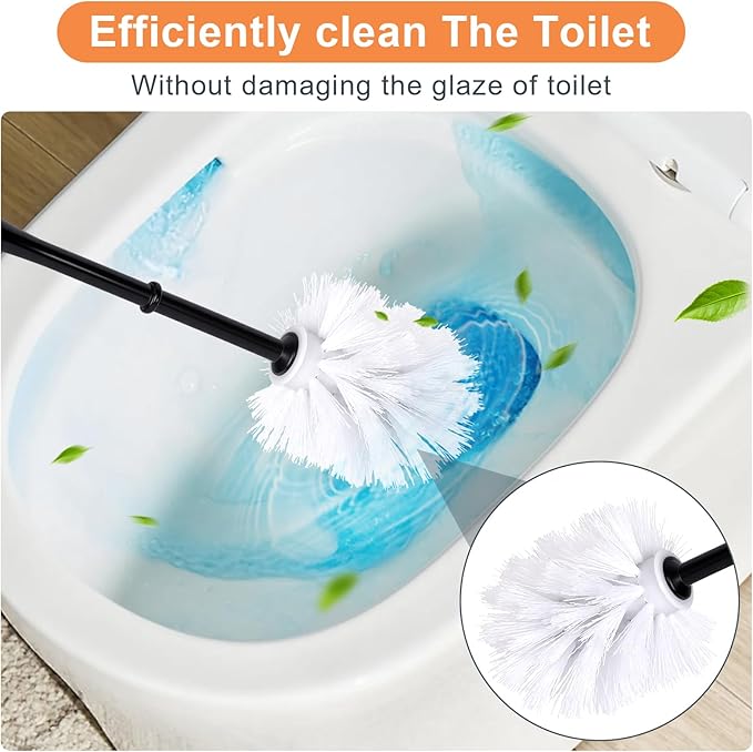 Toilet Brush Holder Set for Bathroom Super Cute Dog Base Solidly Toilet Bowl Brush and Holder Flexible and Durable Style Stylish Toilet Cleaner Brush Saving Storage Space Toilet Brushes for Bathroom