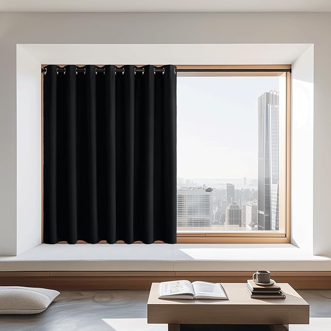 NICETOWN Extra Wide Black Out Curtain 72 inches Long, Grommet Thermal Insulated
