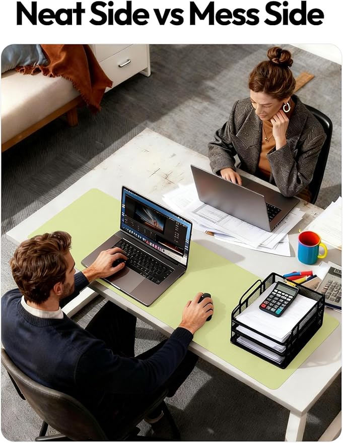 YSAGi Leather Desk Protector, Office Mat, Large Mouse Mat, Non-Slip PU Leather Blotter, Laptop Desk Pad, Waterproof Writing Pad for Office and Home (Peak Green, 47.2" x 23.6")