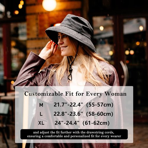 Comhats Rain Hat for Women Waterproof Wide Brim Sun Hats for Ladies UV Protection Summer Bucket Hats Beach Packable 55-62CM