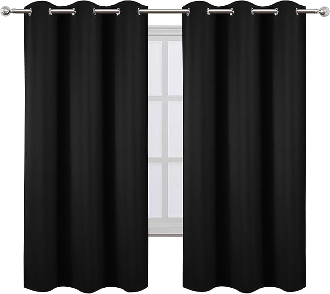LEMOMO Black Thermal Blackout Curtains/38 x 63 Inch/Set of 2 Panels Room