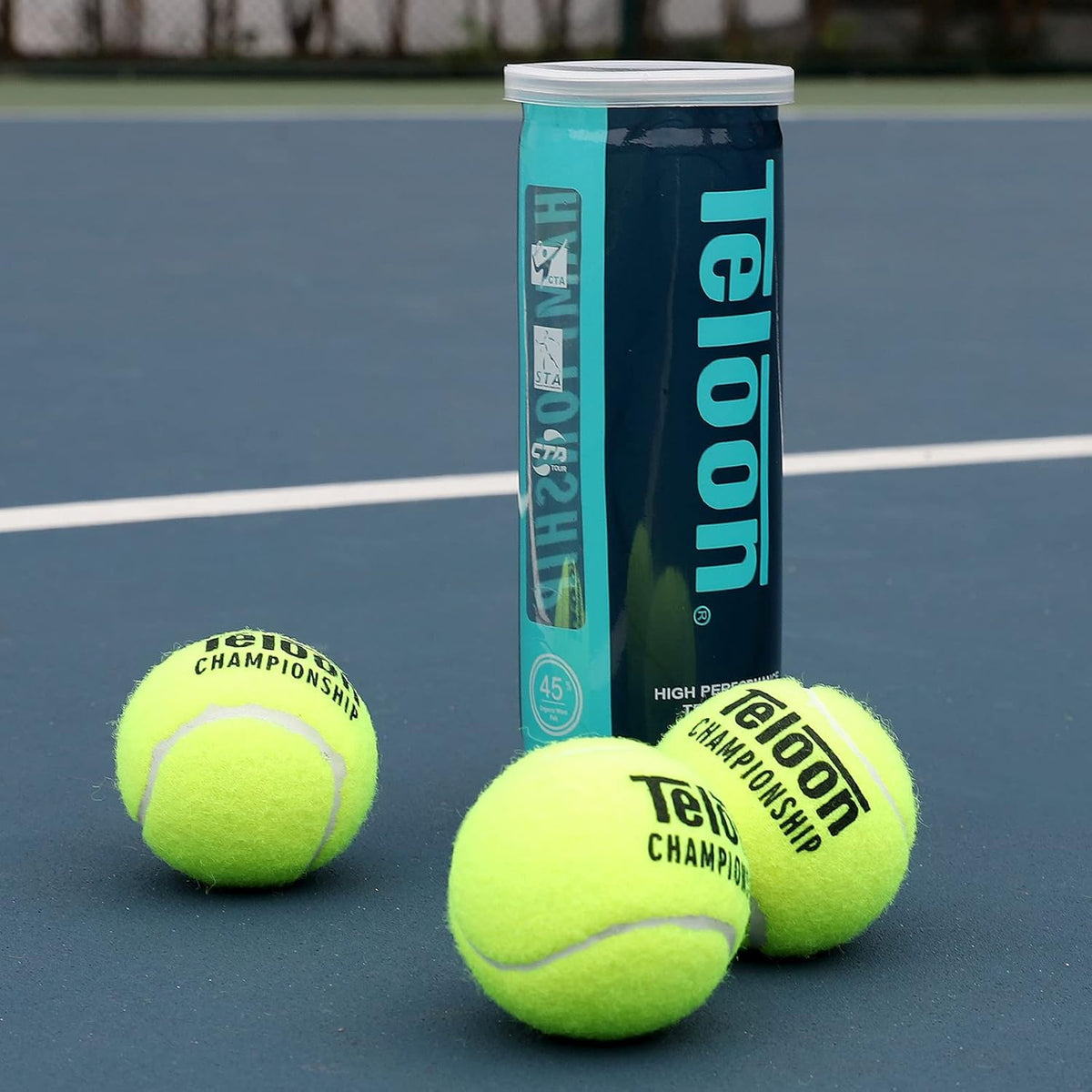 Teloon Championship Tennis Balls - Extra Duty Felt for Enhanced Performance | Pressurized 3-Pack