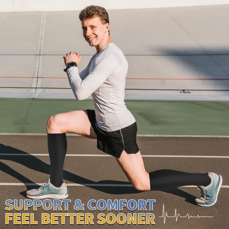 Sooverki Graduated Copper Compression Socks for Men & Women Circulation 8 Pairs 15-20mmHg - Best for Running Athletic Cycling