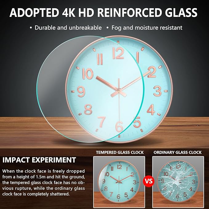 Modern Wall Clock, 10 Inch Digital Wall Clocks Battery Operated, Round Non