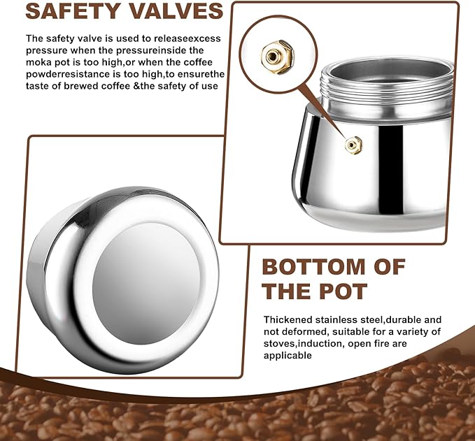 12 Cup Stovetop Espresso Maker Stainless Steel Moka Pot Stove Top Percolator Italian Coffee Makers Capable Mocha Greca Machine Cafe Classic Induction Cookers for Home and Camping 600ml 20oz