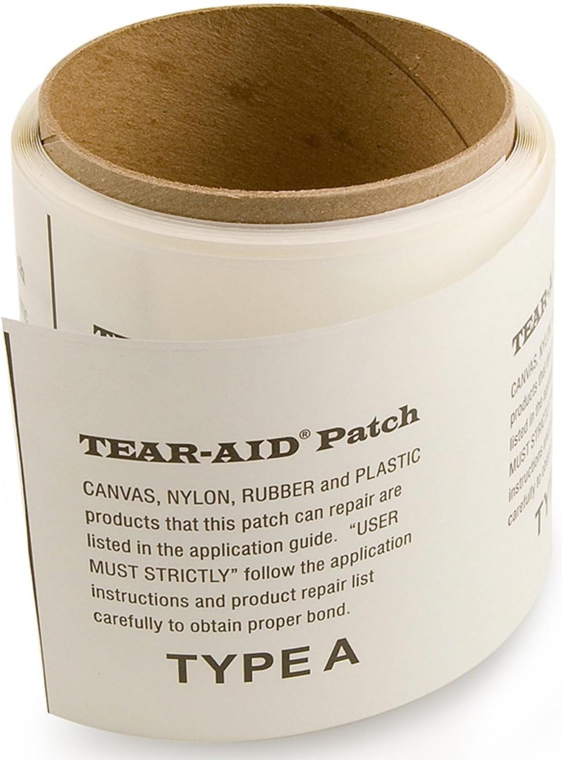 Tear-Aid Fabric Repair Kit, Type A Clear Patch for Canvas, Fiberglass, Leather, Polyester, Nylon & More, 3in x 5ft Roll, Single Pack