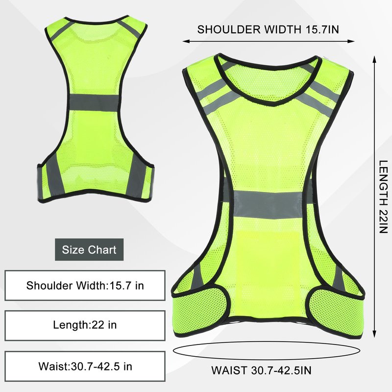 YBEATY Reflective Running Vest High Visibility Reflector Vest with Large Pocket Safety Running Gear for Runners Biking Walking Women Men Lightweight Comfy