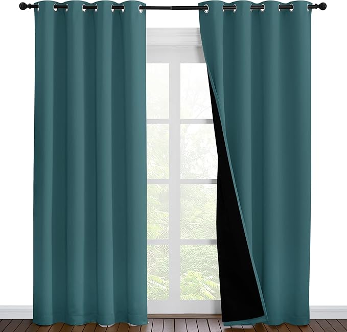 NICETOWN Complete 100% Blackout Curtain Set, Thermal Insulated & Energy