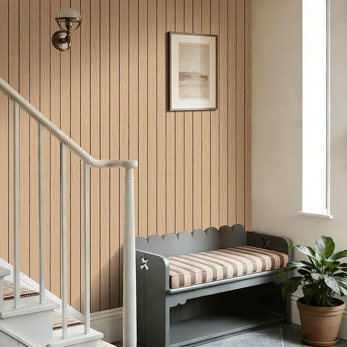 Arthome Peel and Stick Slat Wall Panels 15.7 "x400, Self-Adhesive PVC Wood