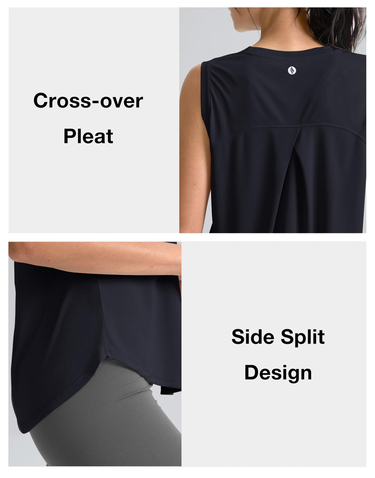 SANTINY Women's Sleeveless Workout Tops Breathable Lightweight Active Tennis Yoga Shirts Athletic Running Tank Tops for Women (Navy_XS)