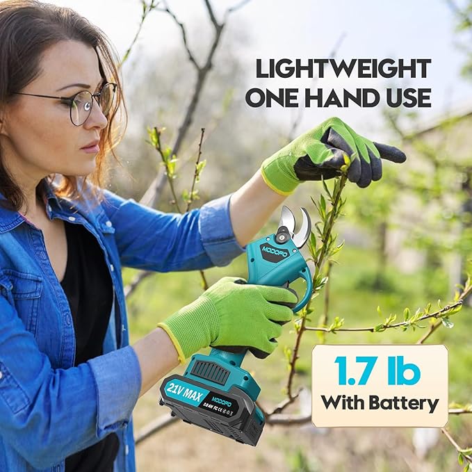 Electric Pruning Shears, Upgraded 1.4'' Cutting Diameter Powerful Brushless Motor Cordless Pruning Shears with 2PCS Rechargeable Batteries for Gardening Tree Branch
