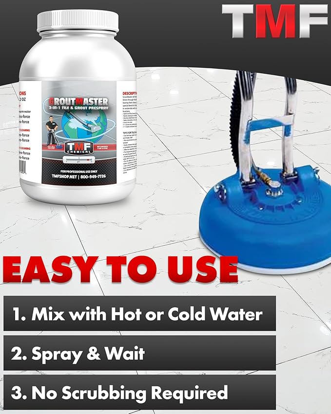 GroutMaster Tile & Grout Cleaner – Fast-Dissolving Powdered Solution for Deep Cleaning Concrete Stains, Grease, & Tough Stains, Ideal for Residential & Commercial Use, 6.5 lbs