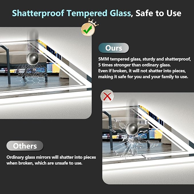 28x36 LED Bathroom Mirror with Lights, Backlit and Front Lit Anti-Fog Lighted