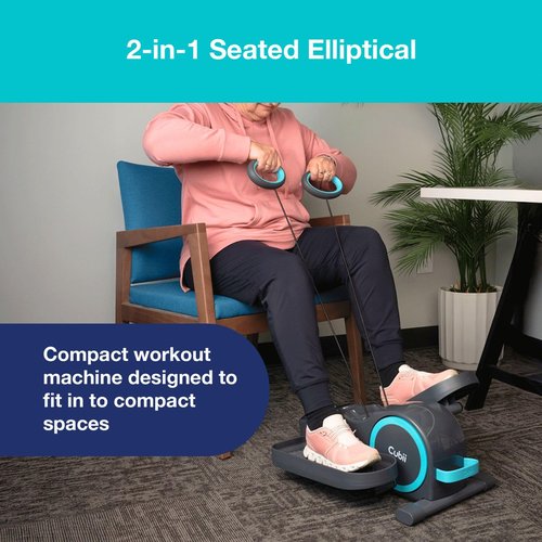 Cubii Total Body - Compact 2-in-1 Elliptical with 12 Resistance Levels, Low-Impact Cardio & Strength Training with an Ergonomic Pulley System for a Full-Body Workout Anywhere You Sit - Adult to Senior
