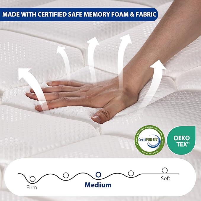 King Size Mattress 14 Inch, King Mattress in a Box, Hybrid Gel Memory Foam Medium Firm Feel Individual Pocket Springs Matress, Breathable Fabric, Strong Edge Support, Fiberglass Free
