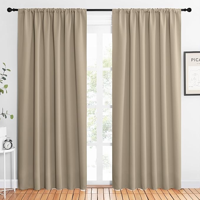 NICETOWN 2 Panels Blackout Curtains, Rod Pocket Thermal Insulated Drapes 84