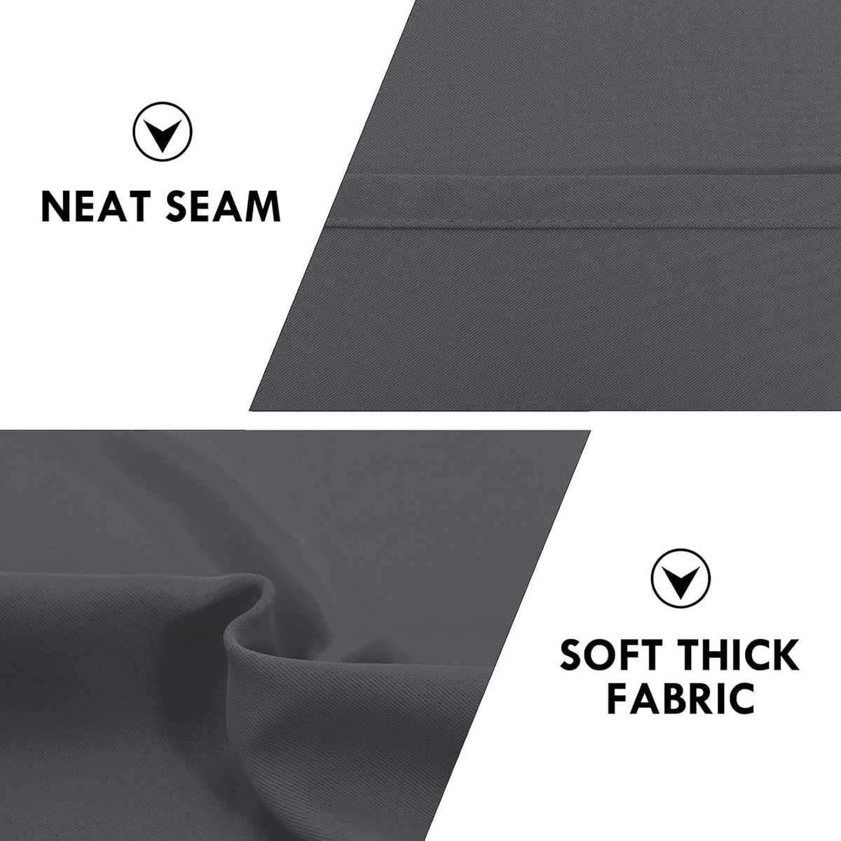 DWCN Blackout Curtains for Bedroom 63 Inch Length 2 Panels Set, Solid Thermal Insulated Energy Saving Rod Pocket Window Treatment Curtains Blackout Drapes (W42 x L63 Inch, Dark Grey)