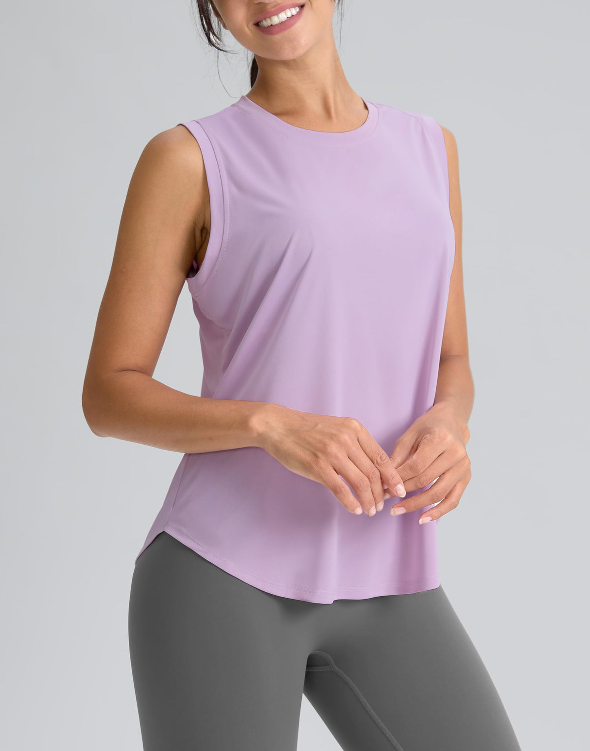 SANTINY Women's Sleeveless Workout Tops Breathable Lightweight Active Tennis Yoga Shirts Athletic Running Tank Tops for Women (Purple_M)