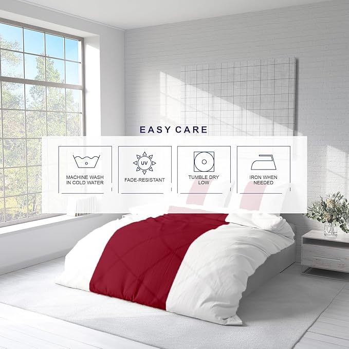 Kotton Culture 3 Pc Queen Size Duvet Cover Set- 100% Egyptian Cotton Sateen 600 Thread Count Ultra Soft Premium Durable Comforter Cover Zipper Closure & Corner Ties (Snow Red, Queen/Full 90" X 90")