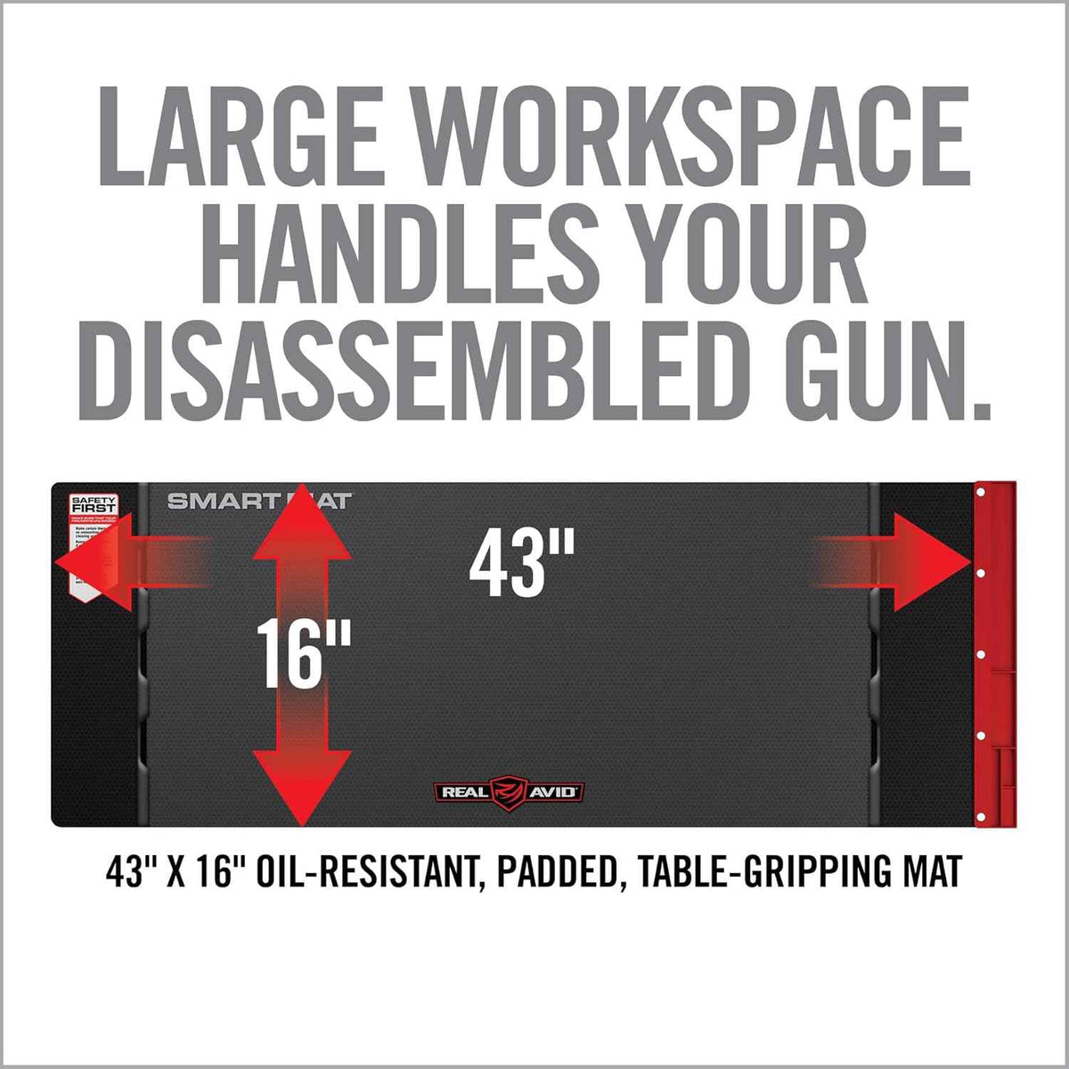 Real Avid Smart Gun Cleaning Mat - XXL 47.25”x19.5” or Universal 43"x16" - Non-Slip, Oil Resistant