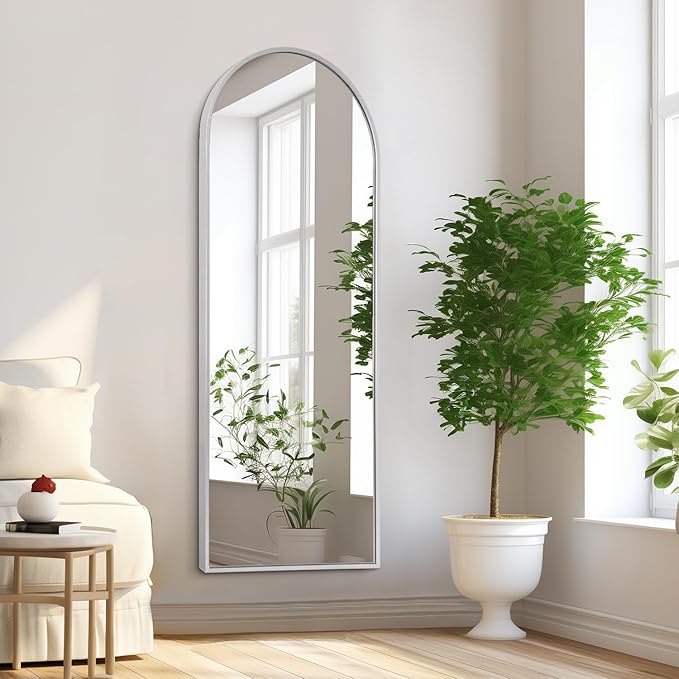48x16 inches Arch Bathroom Full Length Mirror, Metal Aluminum Frame Modern