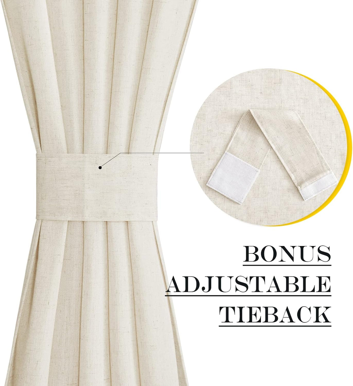 NICETOWN Side Door Curtains for Small Window, French Front Door Window Treatment, Rod Pocket Sidelight Drapes, Sheer Kitchen Curtains with Tieback, 1 Panel, Natural, 12W X 72L
