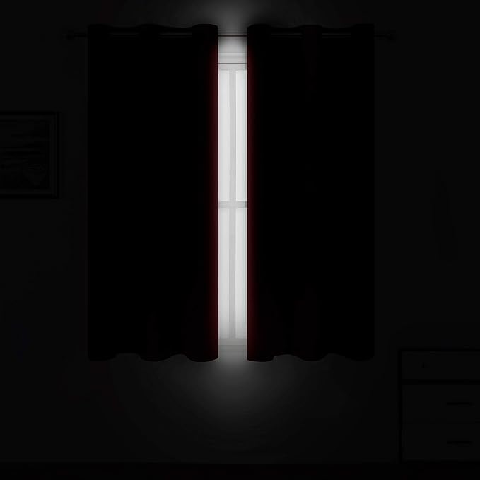 LEMOMO Red Blackout Curtains 66 x 63 Inch Length/Set of 2 Curtain
