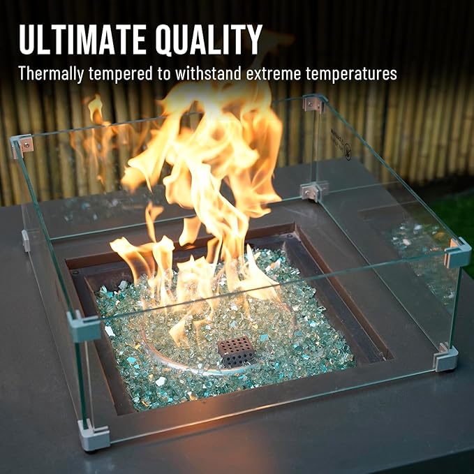 Skyflame 10-Pound Fire Glass for Fireplace Fire Pit and Landscaping, 1/4-Inch Light Green Reflective