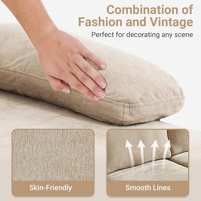VINGLI 110" Sectional CouchChenilleht Khaki