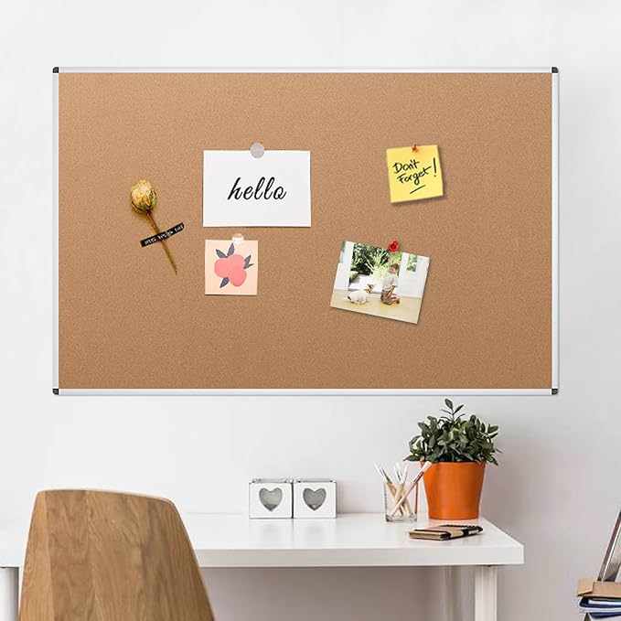 VIZ-PRO Large Cork Bulletin Board, 72 X 48 Inches, Wall-Mounted Corkboard