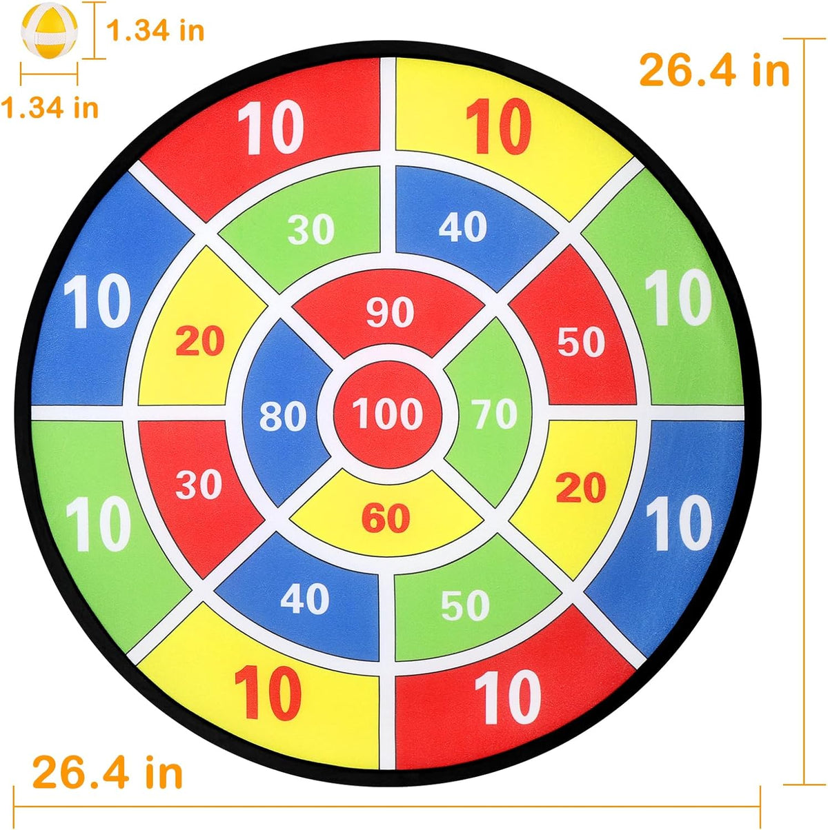 Accmor 29" Large Dart Board - Fun Outdoor Game for Kids with Sticky Balls | Perfect Birthday Gift for Ages 3-12