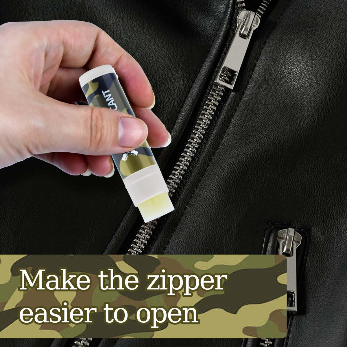6Pcs Hunting Zipper Wax Sticks Portable Snap Lubricant Sticks Camouflage Snap Stick Zipper Lubricant Zipper Lube for Hunting Clothing Backpacks Tents Wetsuits Drysuits