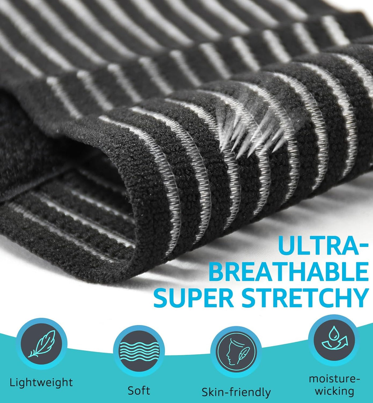Skiennix Compression Wrist Bands - High-Elastic Straps for Sports & Weightlifting | 2 PCS, Breathable Black Fabric