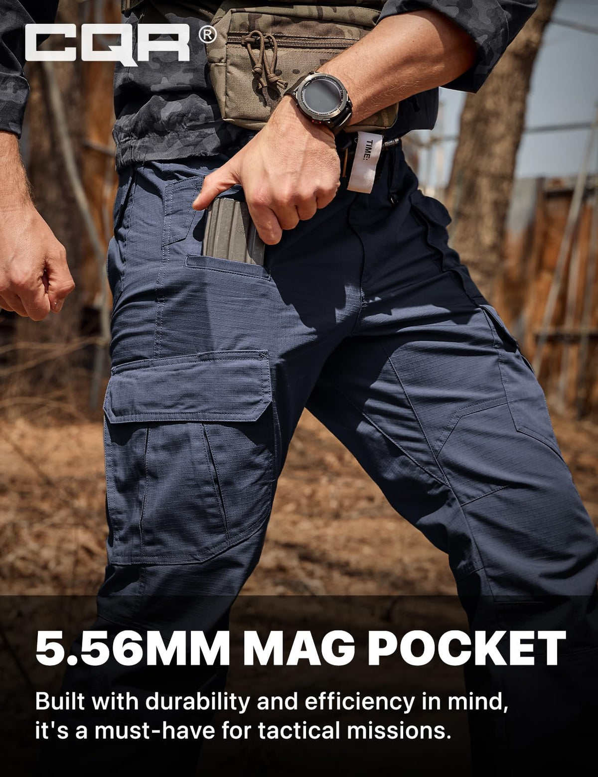 CQR Men's Tactical Pants, Water Resistant Ripstop Cargo Pants, Lightweight EDC Work Hiking Pants, Outdoor Apparel, Duratex Mag Pocket Police Navy, 36W x 30L