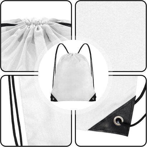 Grneric Drawstring Backpack - 70 Pack Cinch Bags for Men & Women | Ideal for Gym & Travel (White)