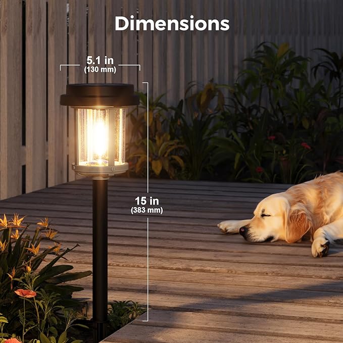 XMCOSY+ Solar Lights Outdoor Waterproof, 20 LM Solar Powered Garden Lights with 2-Tone Black & Grey Metal Design, Solar Pathway Lights for Yard Patio Landscape Walkway Driveway (Black & Grey)