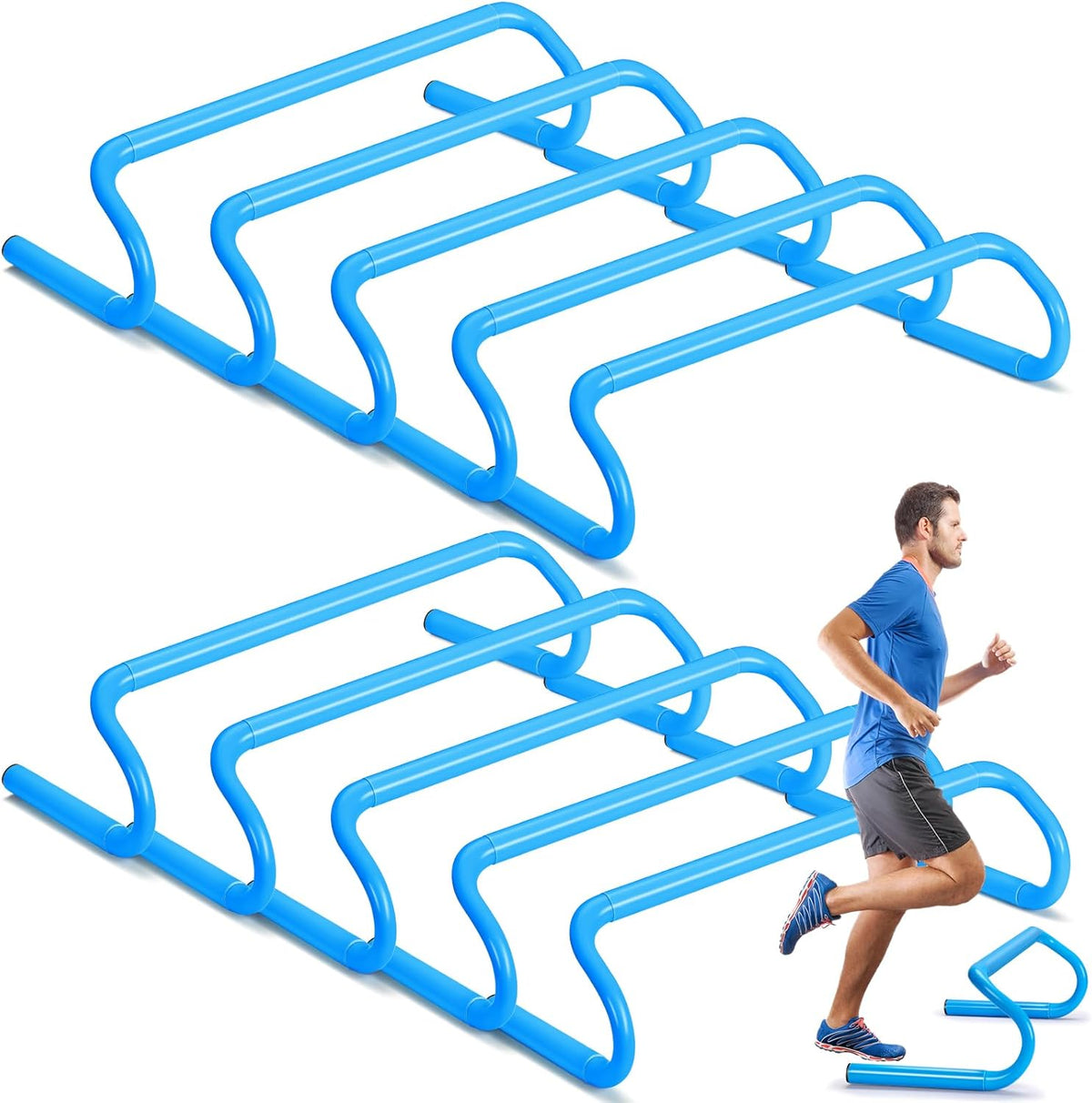 Wettarn 10 Pcs Speed Agility Training Hurdles Detachable Durable Hurdle Agility Plyometric and All Purpose Speed Training Equipment for Athletes Soccer Basketball