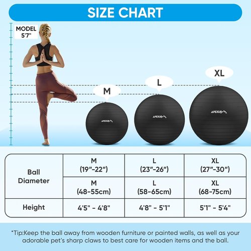APEXUP Yoga Ball - 65cm Adjustable Weighted Vest for Men with 20lbs Weights & Reflective Stripe