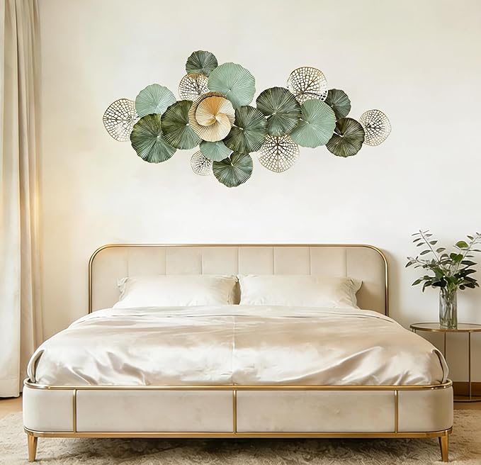 Roivikis Large Metal Wall Art Decor, 3D Abstract Lotus Leaves Wall Handcrafted Modern Decoration for Indoor Outdoor for Living Room, Bedroom, Entryway 52" x 24"