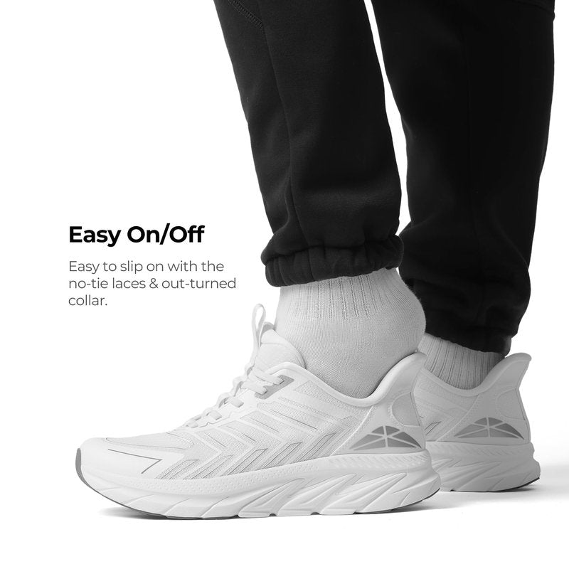 ALLSWIFIT Men's Slip On Walking Shoes Running Comfortable Tennis Breathable Non Slip Athletic Gym Workout Cross Training Fashion Sneakers,Size 12,White,SARR034M