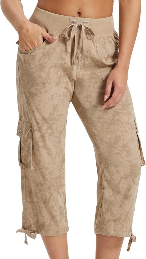 MoFiz Women's Capris - Lightweight Casual Pants with Pockets | Dressy Loose Fit Cargo for Hiking