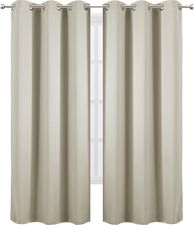 LEMOMO Light Beige Thermal Blackout Curtains/38 x 84 Inch/Set of 2 Panels Room