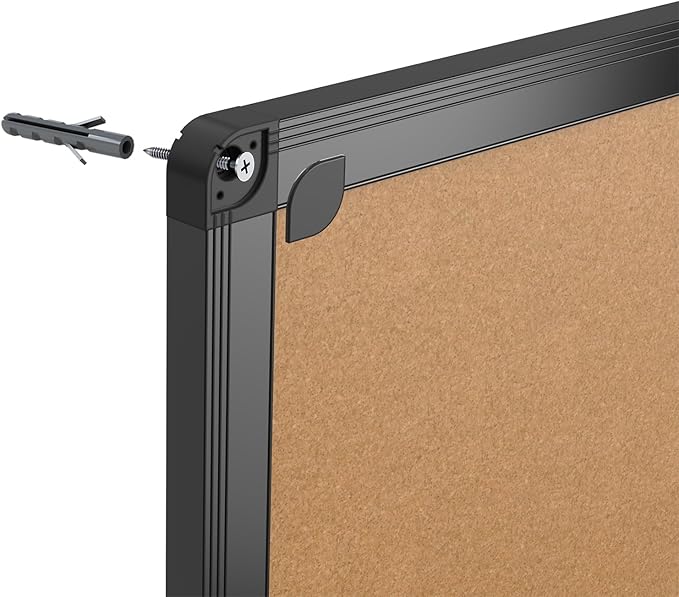 VIZ-PRO Cork Notice Board, 48 X 36 Inches, Cork Bulletin Board