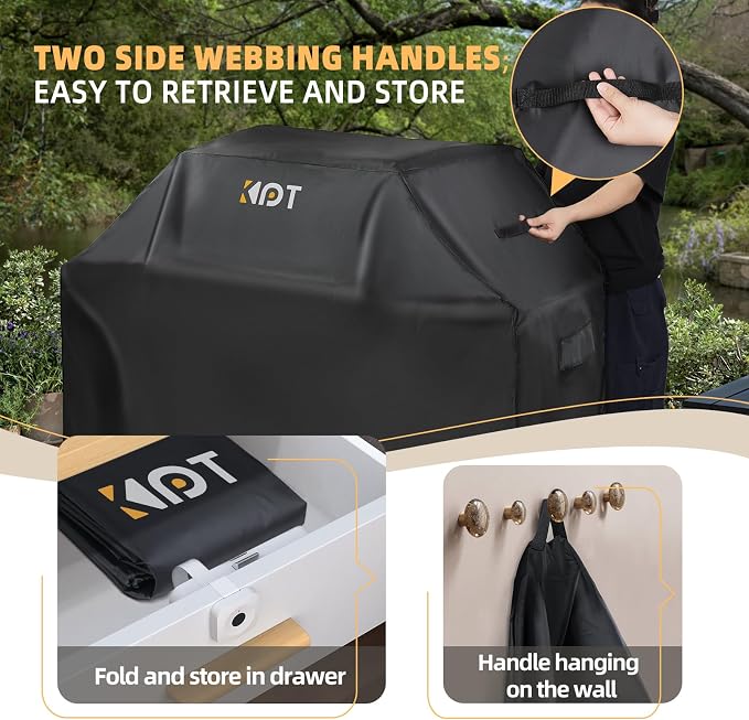 KPT 60 Inch Grill Cover for Outdoor Grill - Heavy Duty Waterproof 420D BBQ Cover with Hook, Air Vent, Buckle - Gas Grill Cover, UV & Fade Resistant, BBQ Grill Cover for Weber, Nexgrill, Char Broil