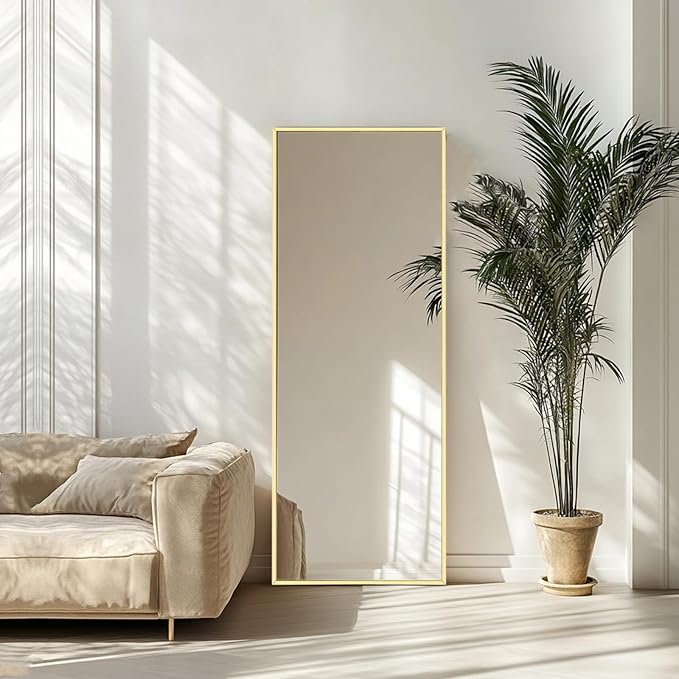 Sunniry Gold Floor Mirror 48x16 inch, Full Body Mirror