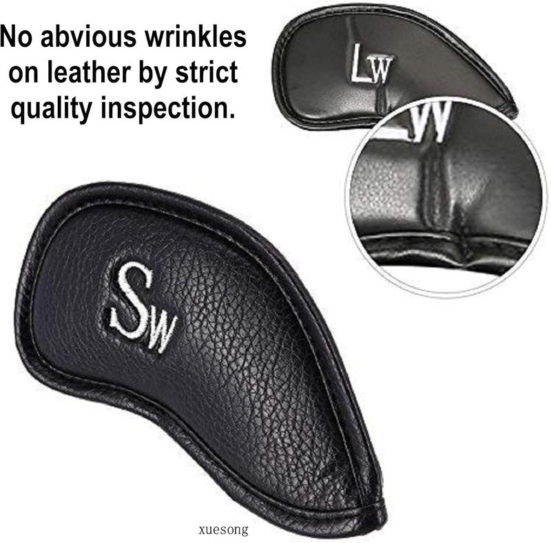 Xuesong Golf 12pcs Thick Synthetic Leather Golf Iron Head Covers Set Headcover Fit All Brands Callaway Ping Taylormade Cobra Etc