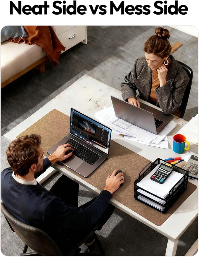 YSAGi Leather Desk Protector, Office Mat, Large Mouse Mat, Non-Slip PU Leather Blotter, Laptop Pad, Waterproof Writing Pad for Office and Home (Bronze, 31.5" x 15.8")