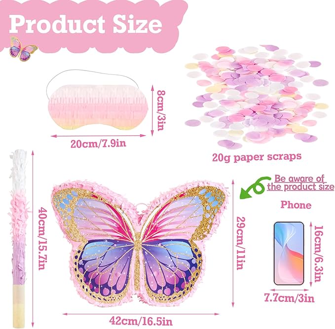Small Butterfly Party Decorations, Butterfly Birthday Party Favors with Stick and Blindfold, Girls Butterfly Party Supplies, Fairy Theme Party Decorations